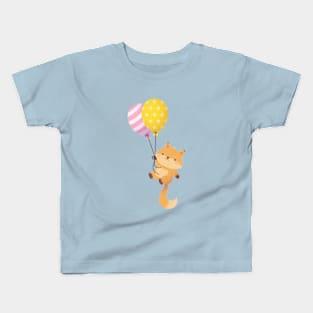 Cute Little Fox With Balloons Kids T-Shirt